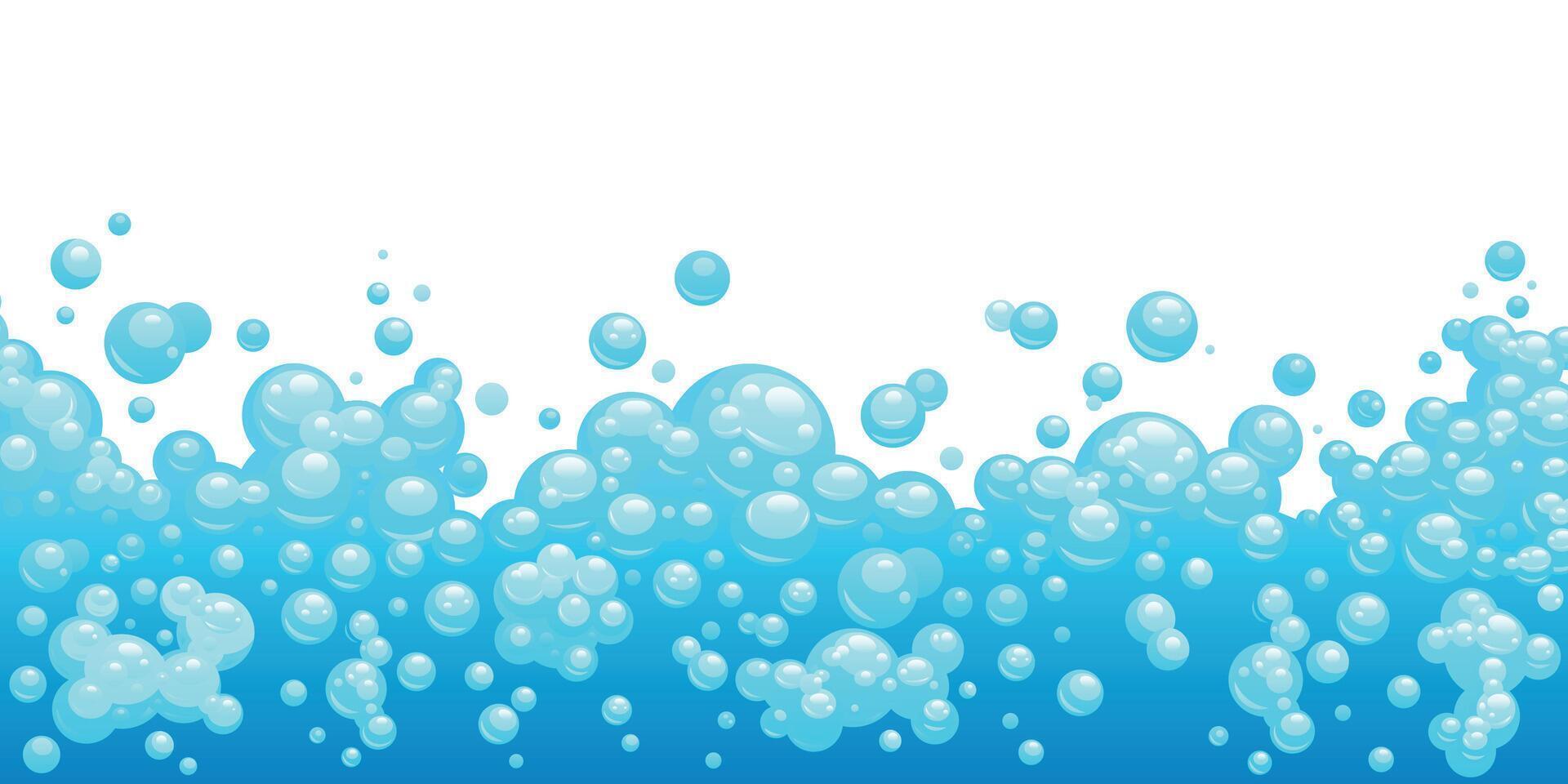 tecknad serie tvål skum bakgrund. bubblor av flytande tvål, schampo bollar. tvål vatten släppa, schampo och schampo skum bollar. bubblande vektor textur