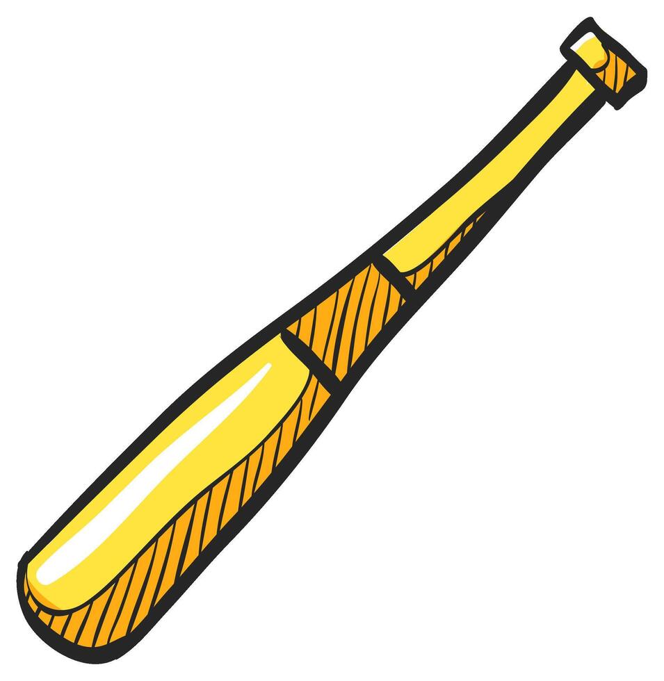Baseball Schläger Symbol im Hand gezeichnet Farbe Vektor Illustration