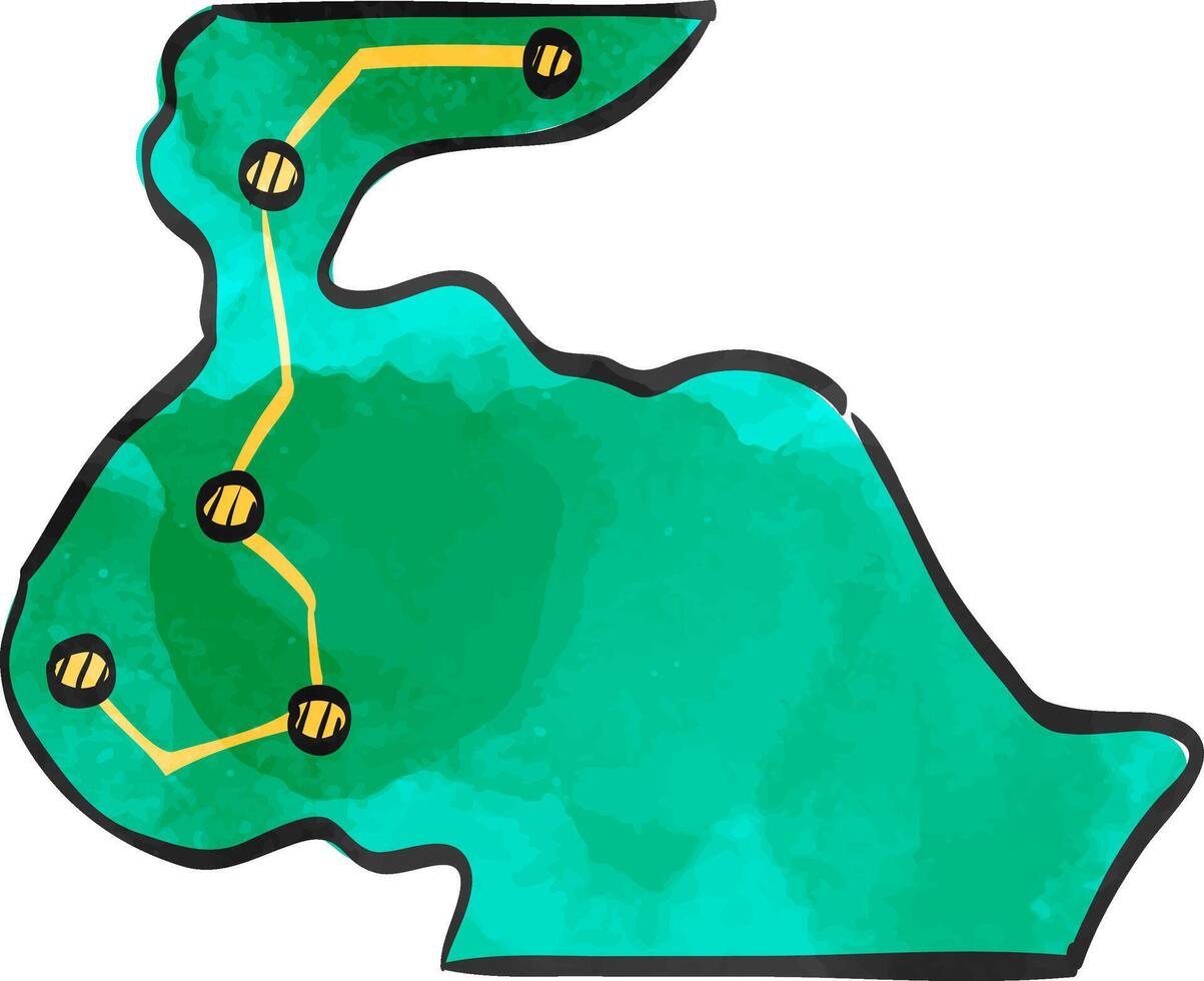 Rallye Route Karte Symbol im Aquarell Stil. vektor