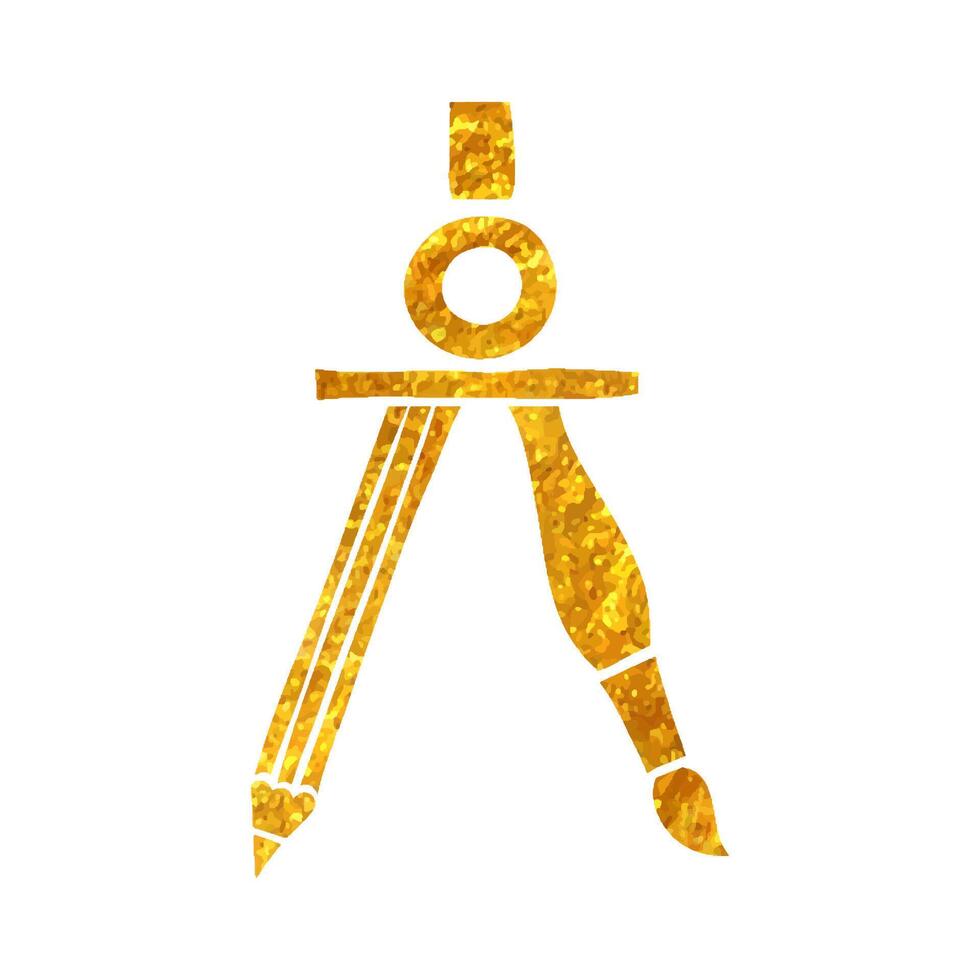 Hand gezeichnet Kompass Symbol im Gold vereiteln Textur Vektor Illustration