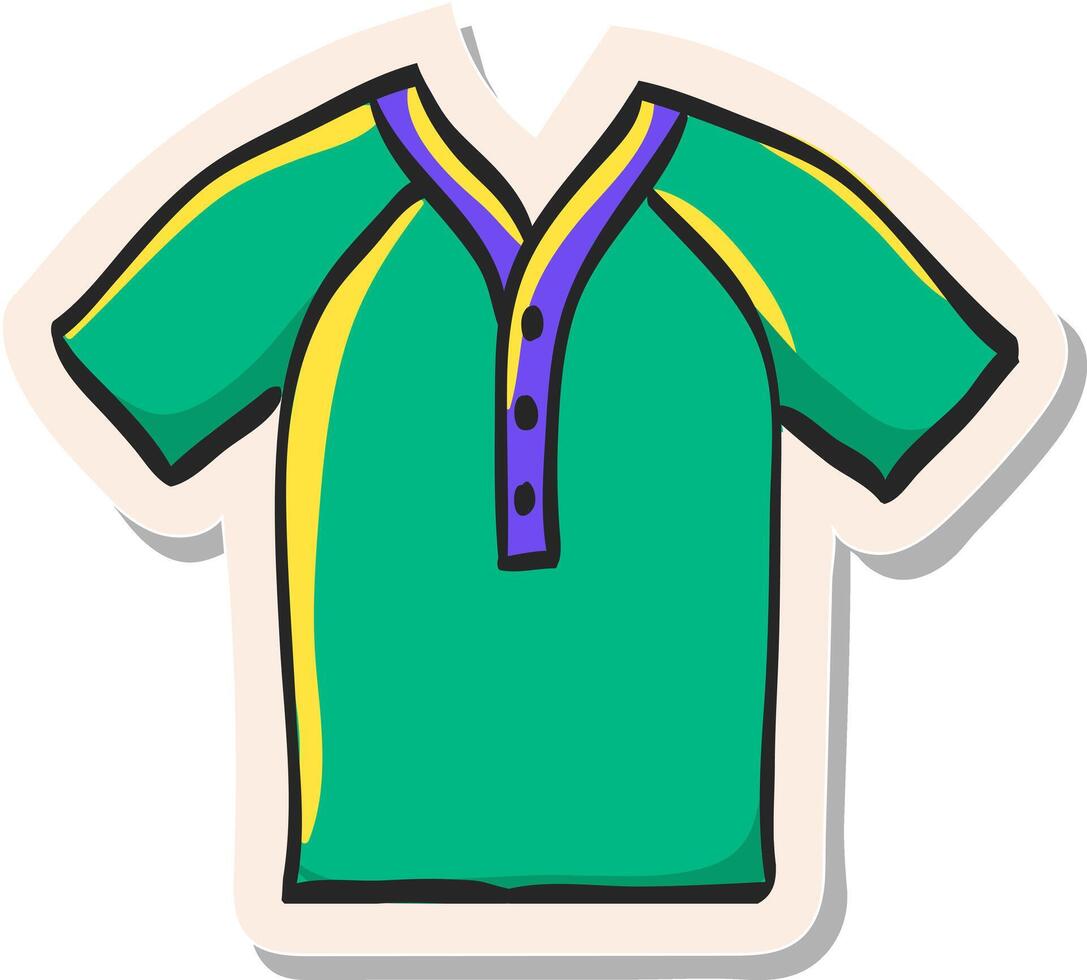 Hand gezeichnet Baseball Jersey Symbol im Aufkleber Stil Vektor Illustration