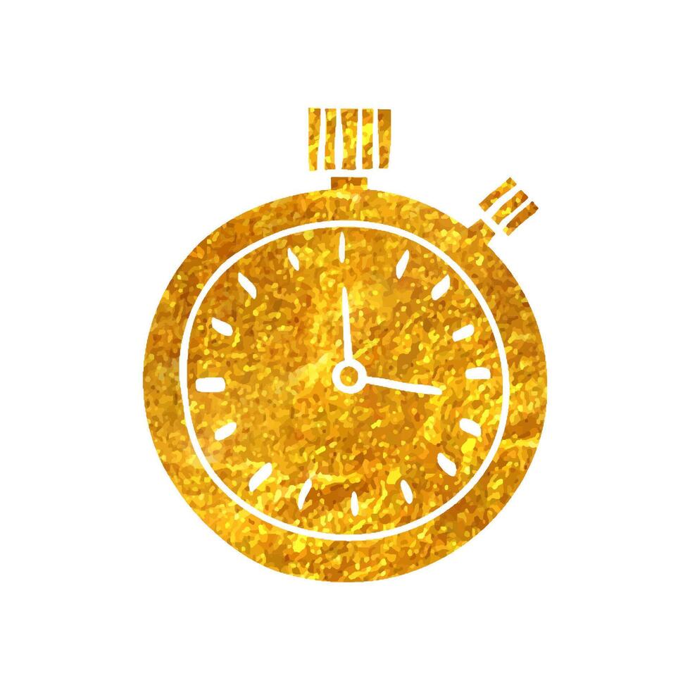 Hand gezeichnet Stoppuhr Symbol im Gold vereiteln Textur Vektor Illustration