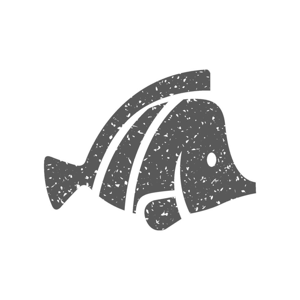 fisk ikon i grunge textur vektor illustration