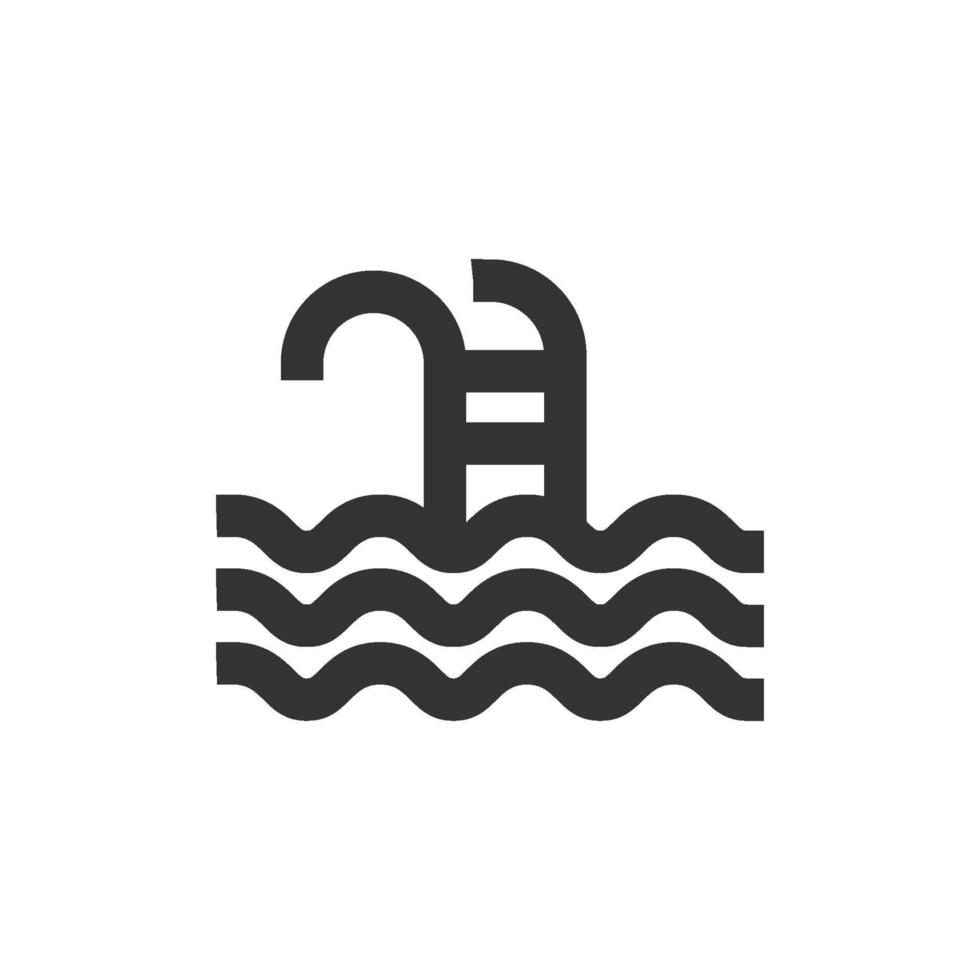 Schwimmen Schwimmbad Symbol im dick Gliederung Stil. schwarz und Weiß einfarbig Vektor Illustration.