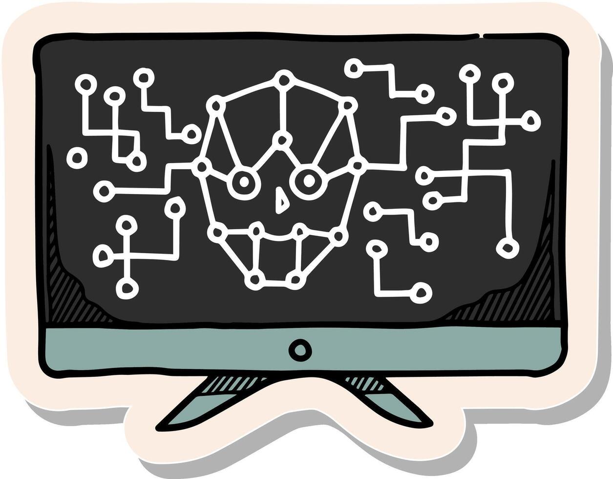 hand dragen artificiell intelligens begrepp ikon i klistermärke stil vektor illustration