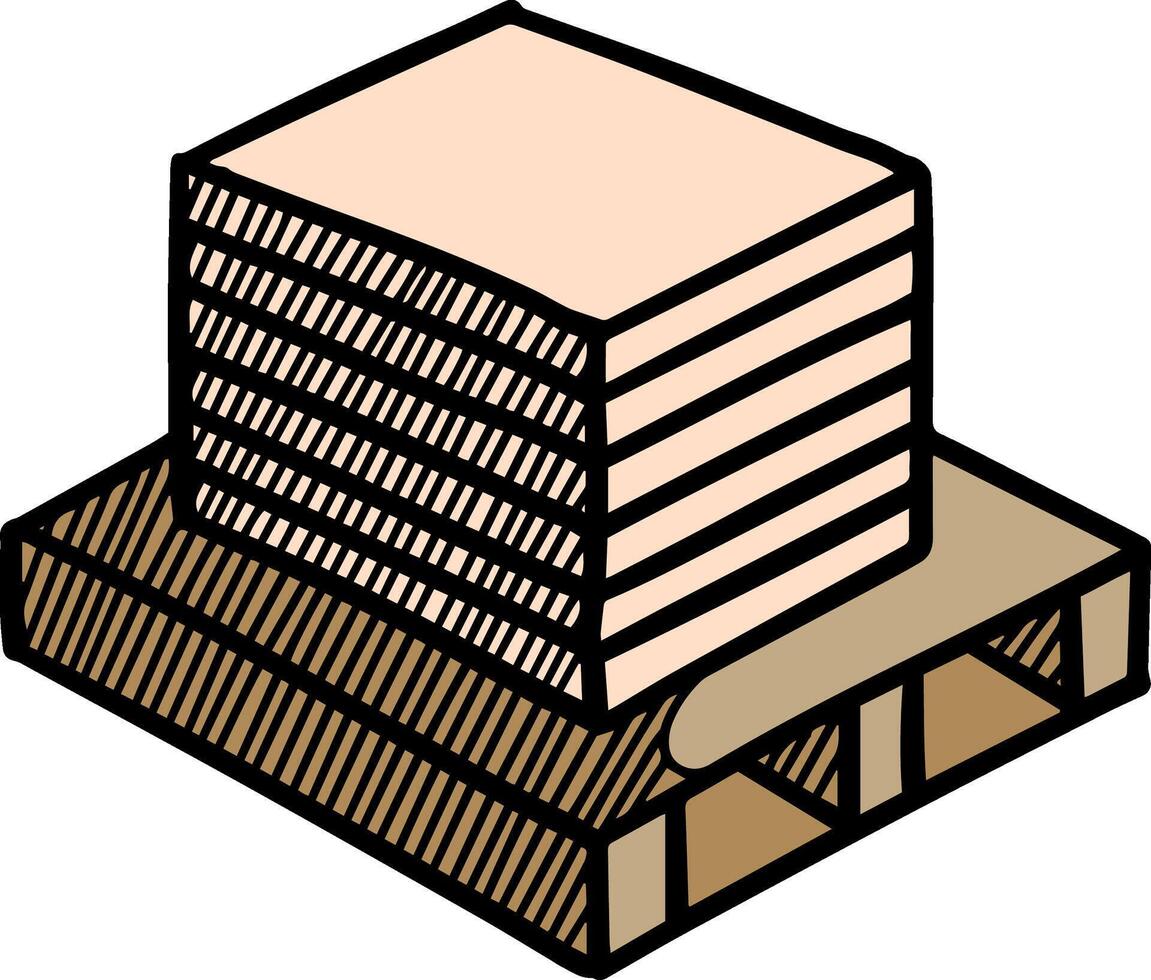 Drucken Stapel Symbol im Gekritzel skizzieren Linien Farbe Vektor Illustration