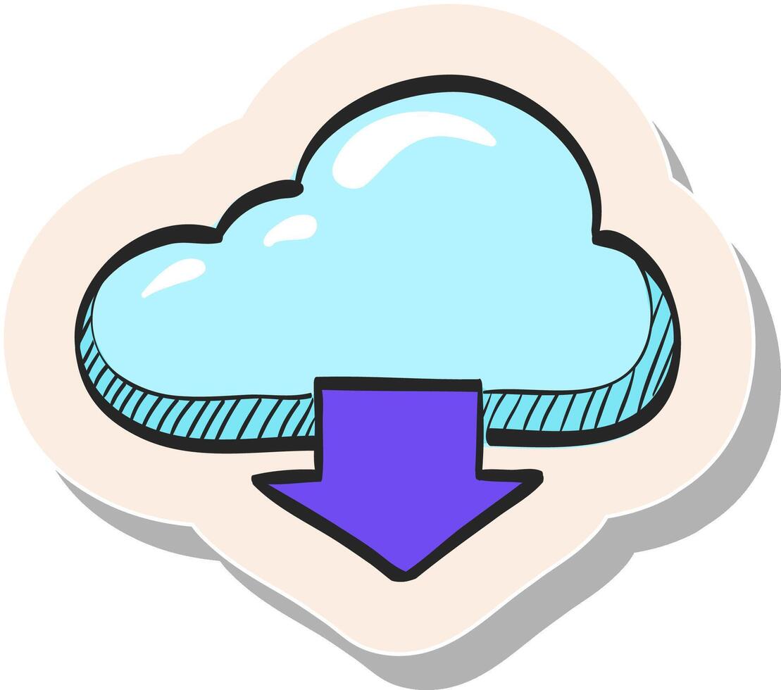 Wolke Lager Symbol Hand gezeichnet Aufkleber Stil vektor