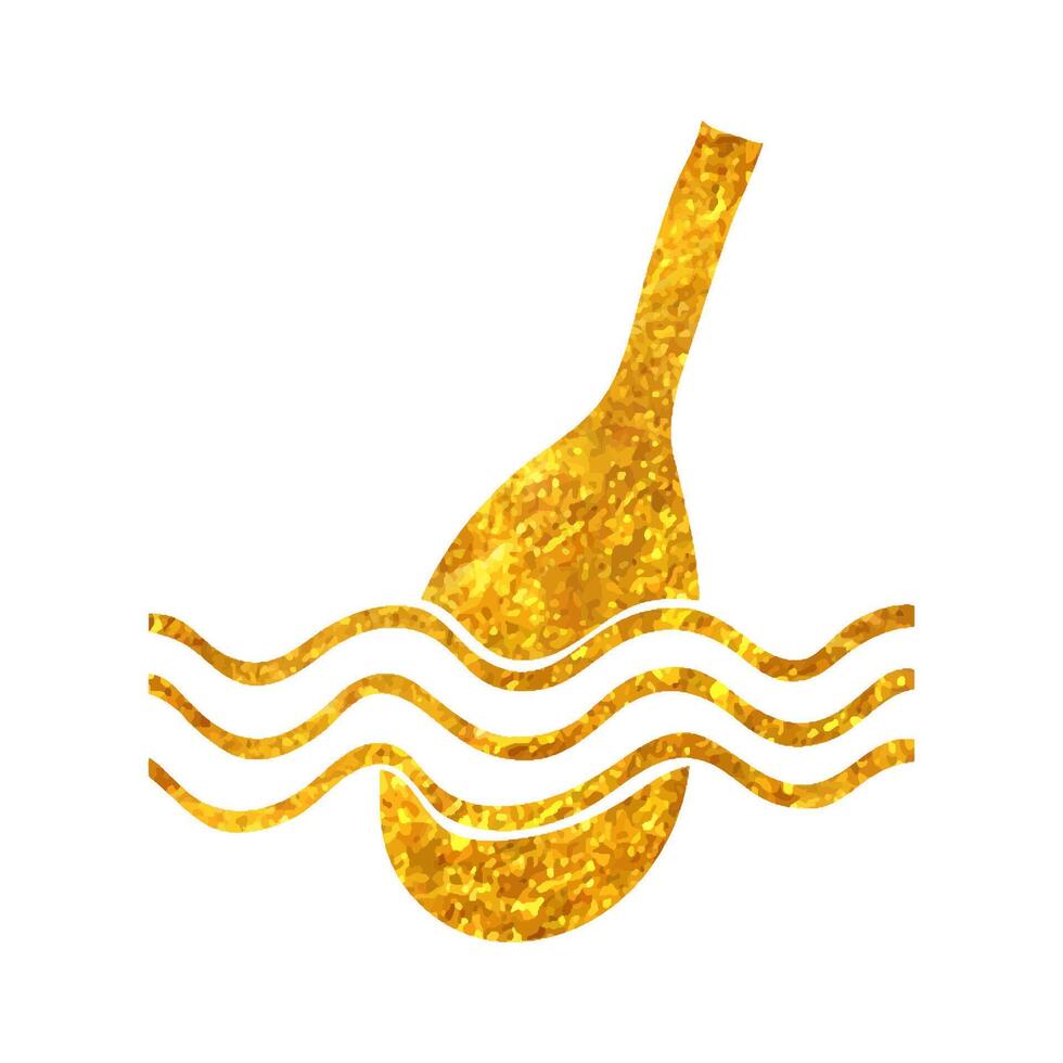 Hand gezeichnet Angeln schweben Symbol im Gold vereiteln Textur Vektor Illustration