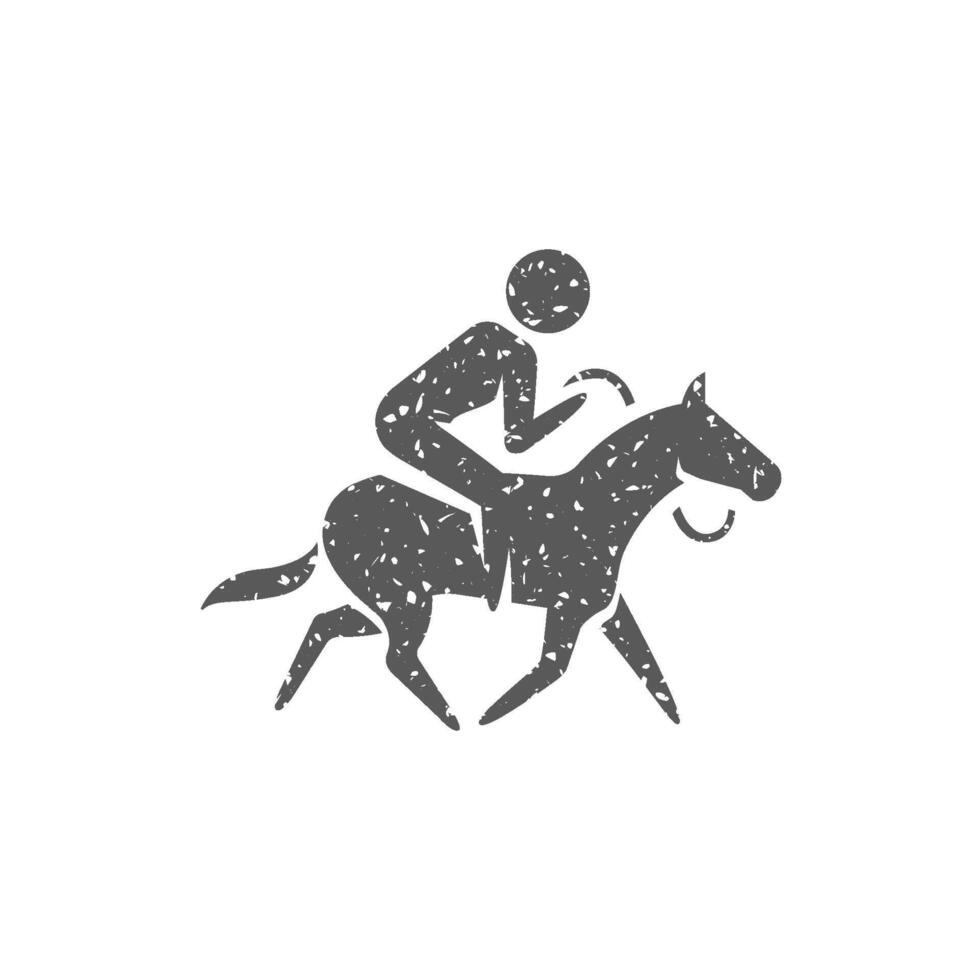 häst ridning ikon i grunge textur vektor illustration