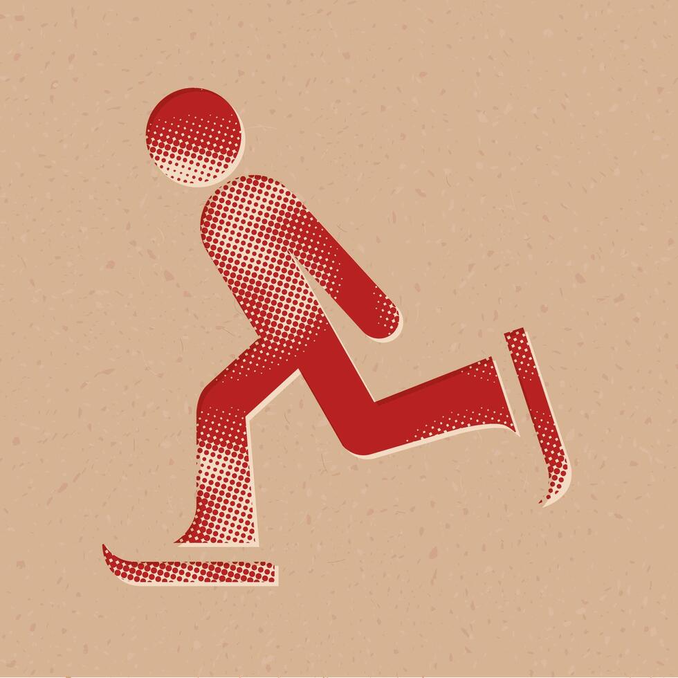 is skridskoåkning halvton stil ikon med grunge bakgrund vektor illustration