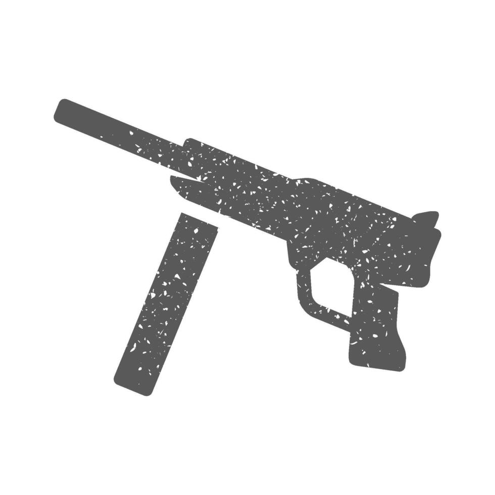 årgång skjutvapen ikon i grunge textur vektor illustration