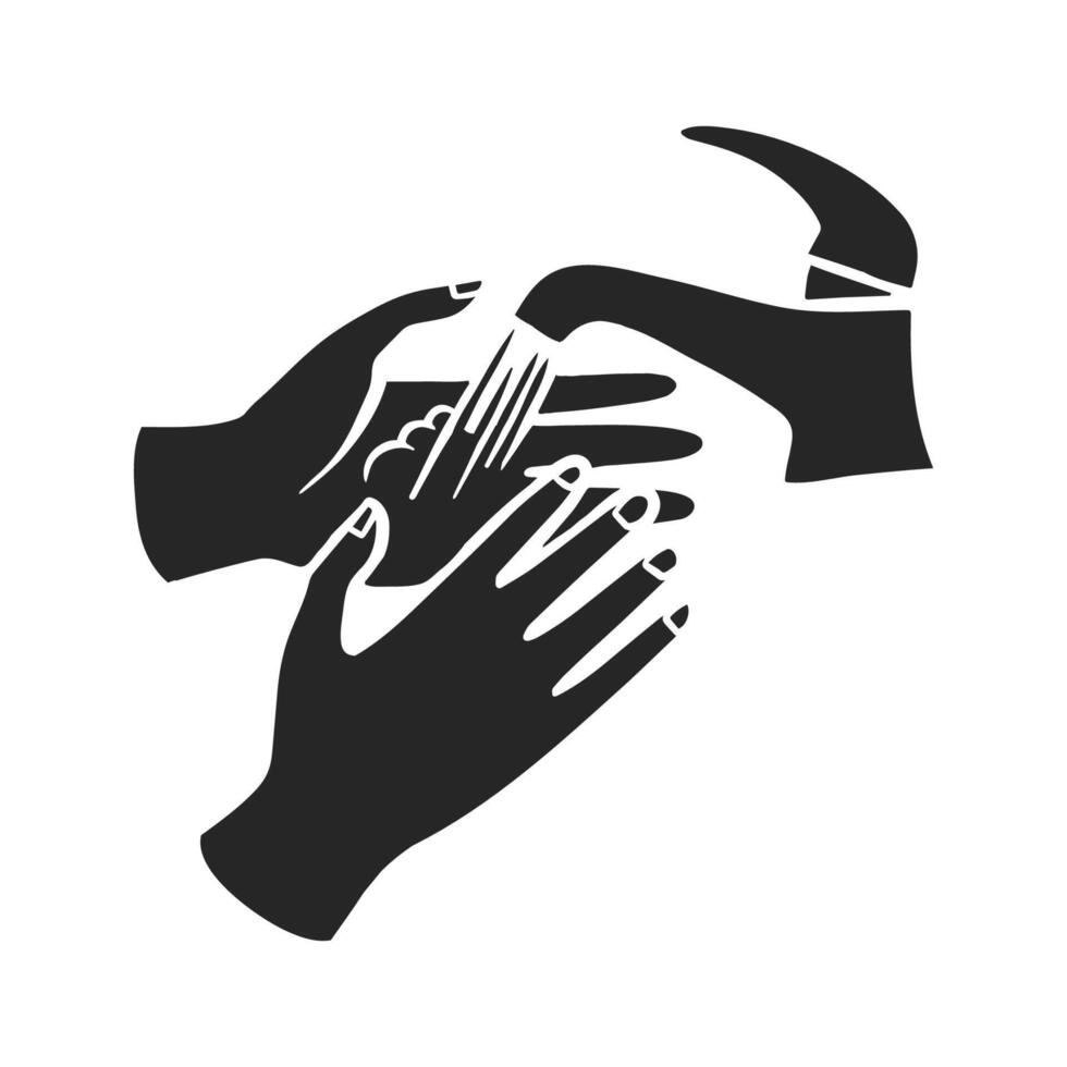 Hand gezeichnet Symbol Hand waschen Zeichnung. Vektor Illustration