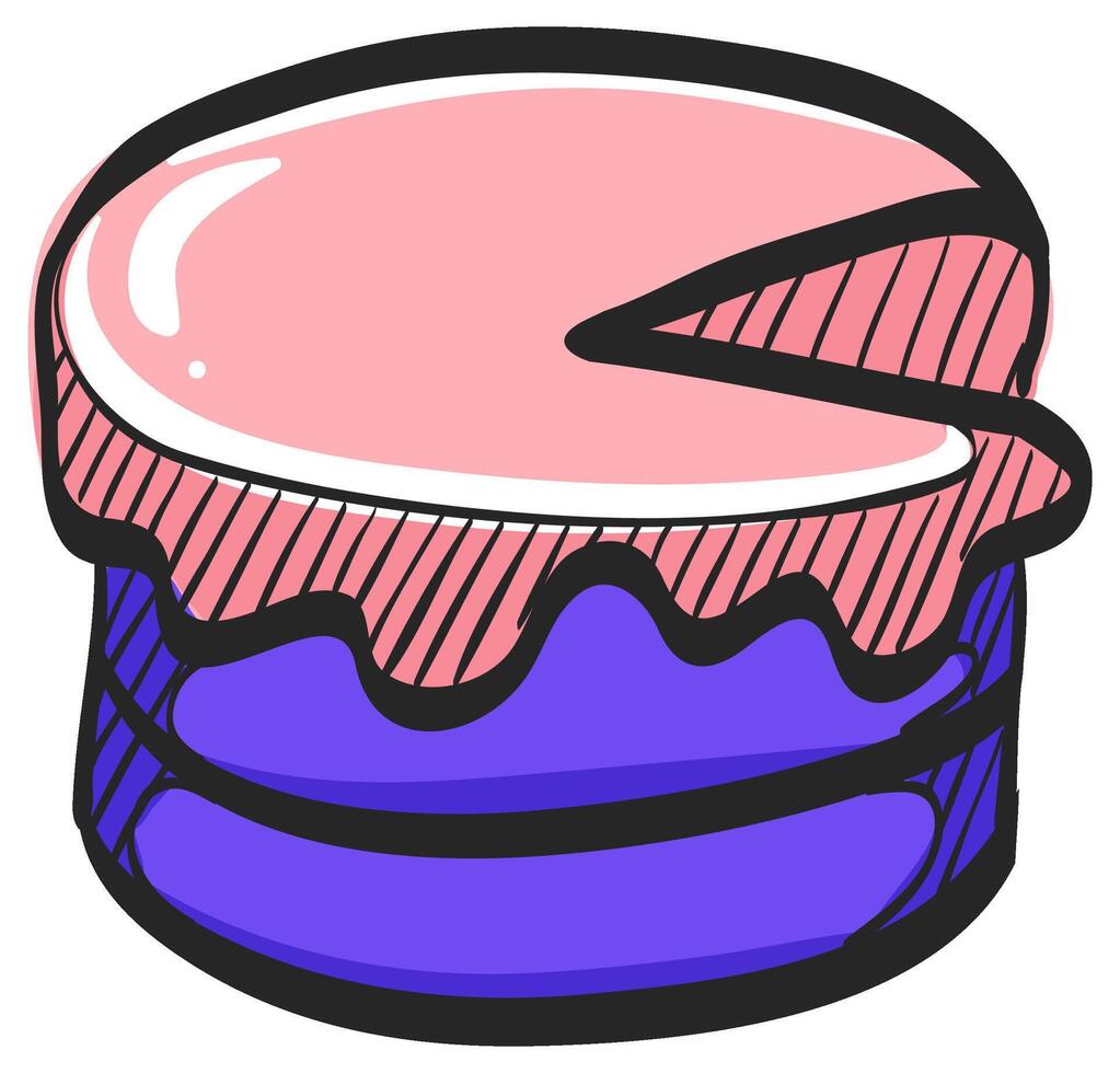 Kuchen Symbol im Hand gezeichnet Farbe Vektor Illustration