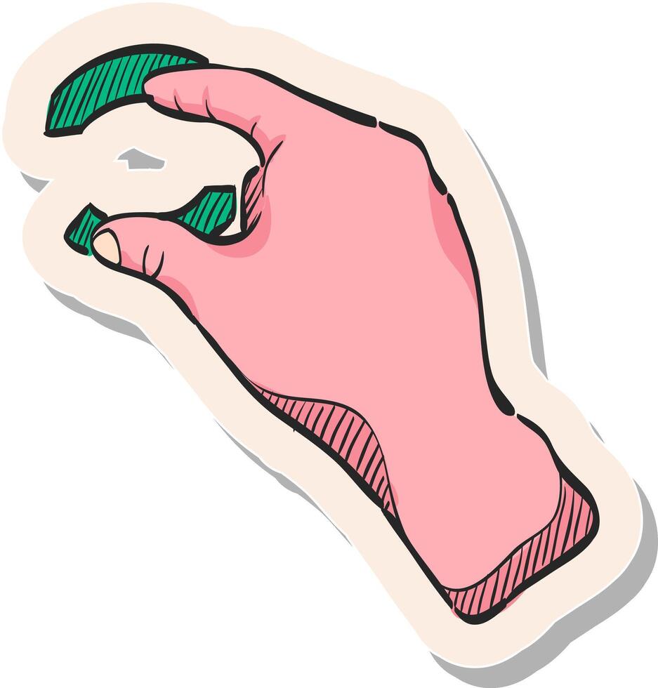 hand dragen klistermärke stil ikon pekplatta gest vektor