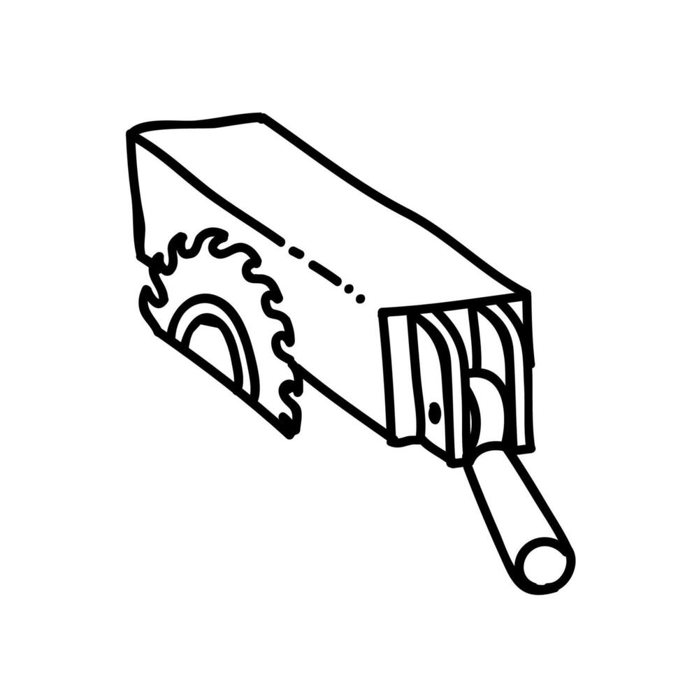 Tabelle sah und Zaun Symbol. Hand gezeichnet Vektor Illustration. editierbar Linie Schlaganfall