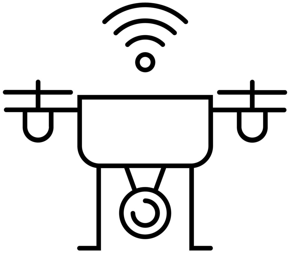 Drohne uav Symbol im dünn Umriss. vektor