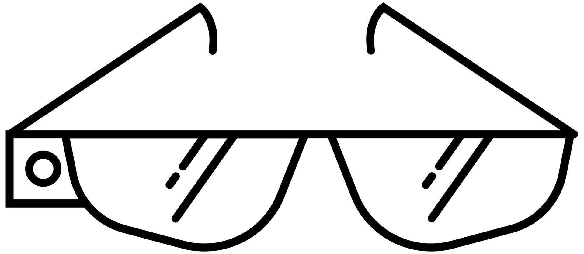 Brille mit Kamera Symbol im dünn Umriss. vektor