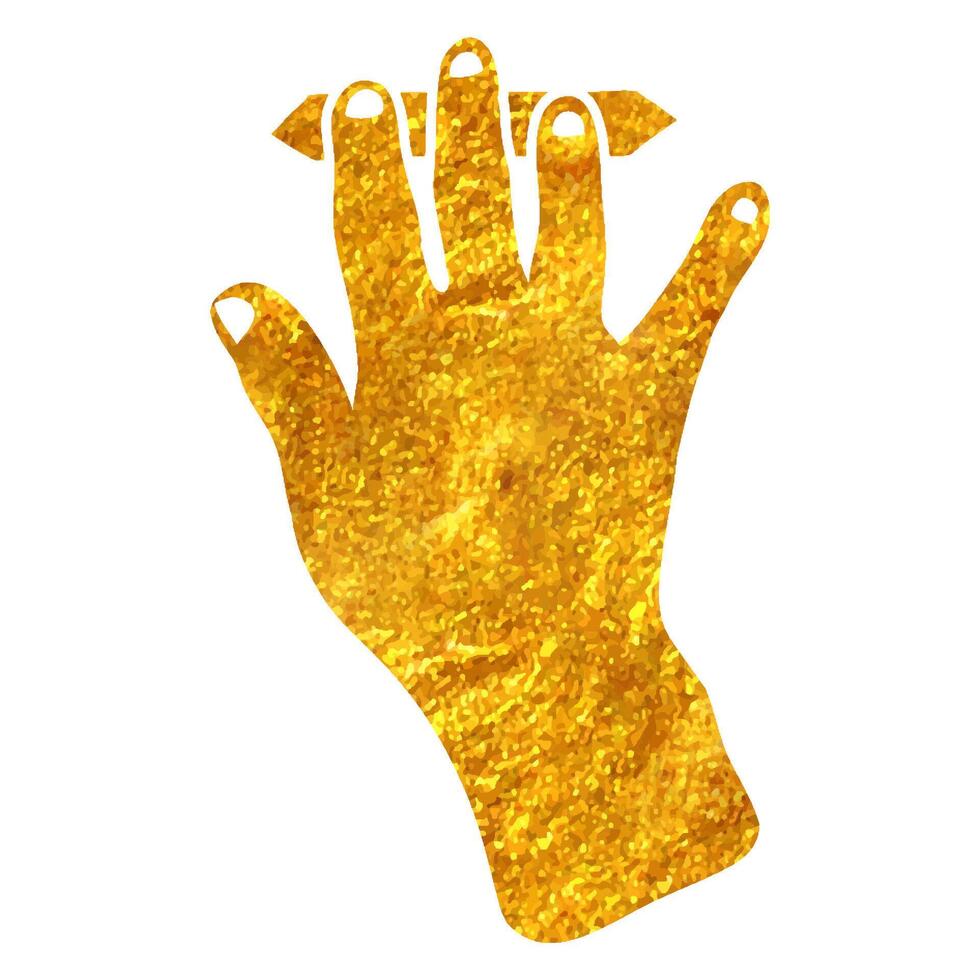 Hand gezeichnet Touchpad Finger Geste Symbol im Gold vereiteln Textur Vektor Illustration