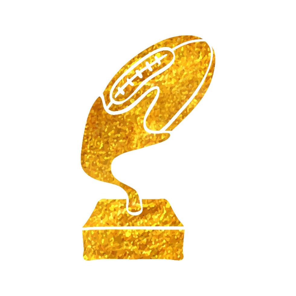 hand dragen amerikan fotboll trofén ikon i guld folie textur vektor illustration