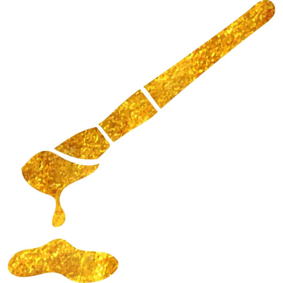 hand dragen måla borsta ikon i guld folie textur vektor illustration