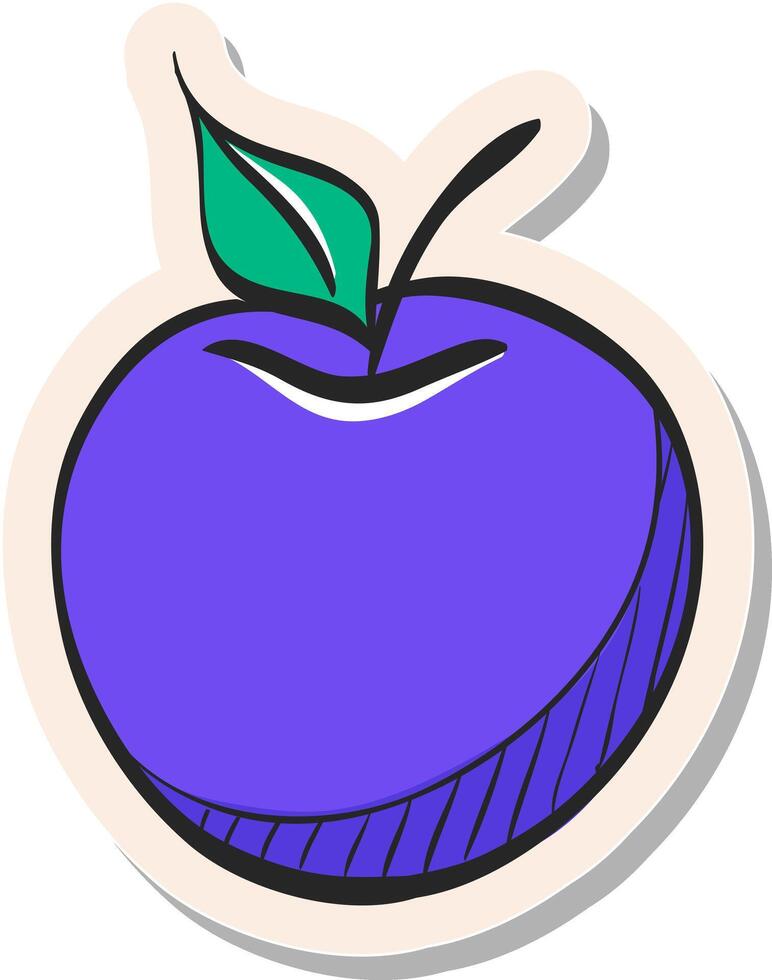 hand dragen äpple ikon i klistermärke stil vektor illustration