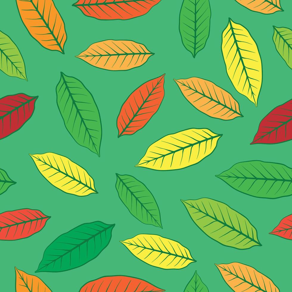 nahtlos Muster von Blätter im verschiedene Farben vektor