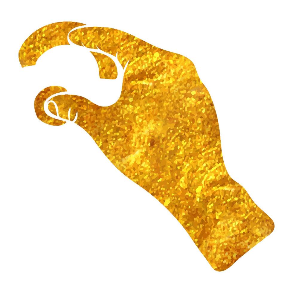 Hand gezeichnet Touchpad Finger Geste Symbol im Gold vereiteln Textur Vektor Illustration