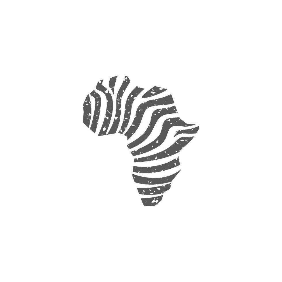 afrika Karta randig ikon i grunge textur vektor illustration