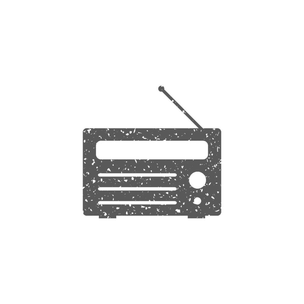 radio ikon i grunge textur vektor illustration