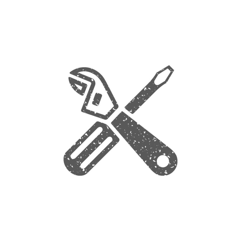 Mechaniker Werkzeuge Symbol im Grunge Textur Vektor Illustration