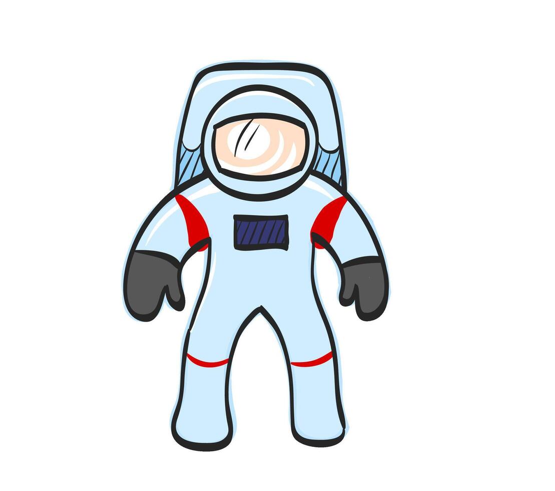 Astronaut Symbol im Hand gezeichnet Farbe Vektor Illustration