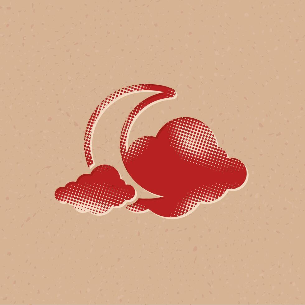 väder mulen molnig halvton stil ikon med grunge bakgrund vektor illustration