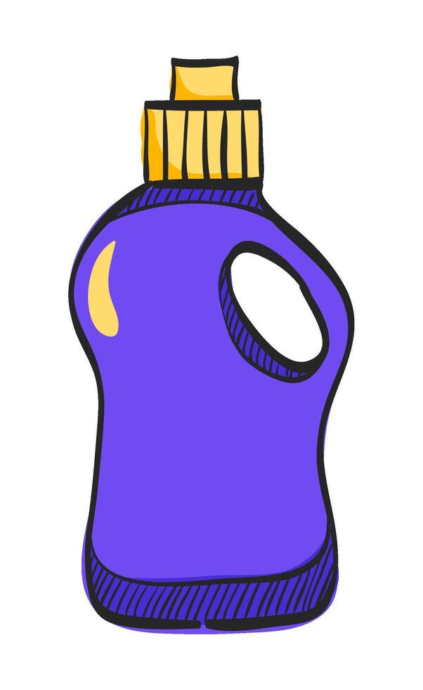 Waschmittel Flasche Symbol im Hand gezeichnet Farbe Vektor Illustration