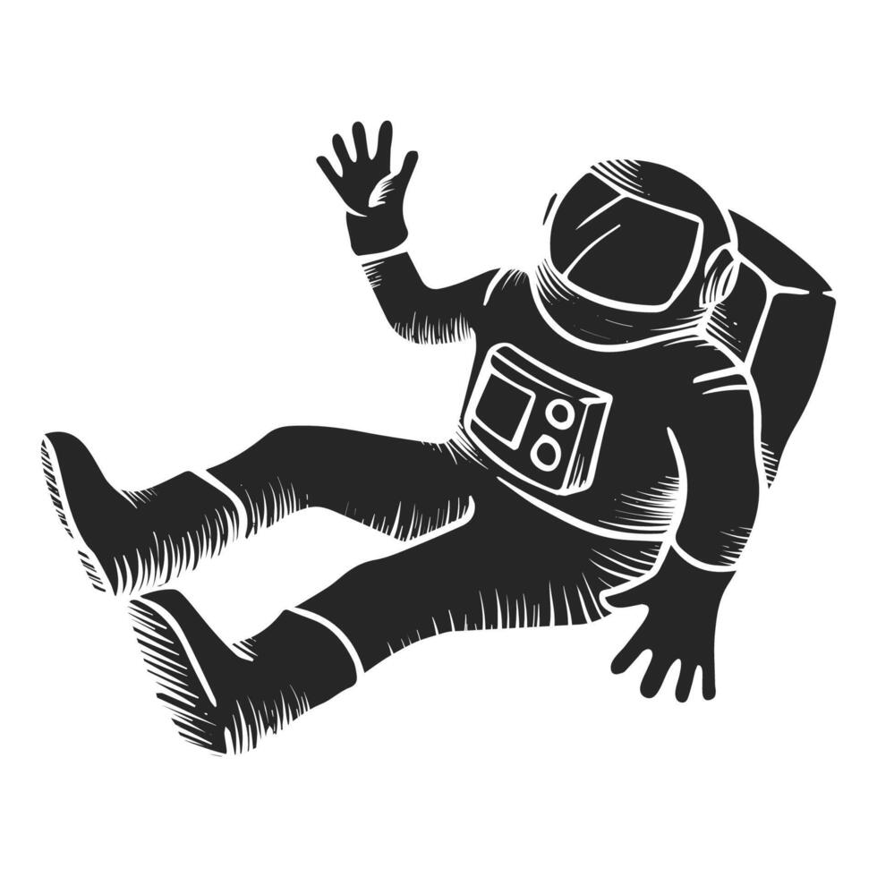 hand dragen astronaut skiss vektor illustration