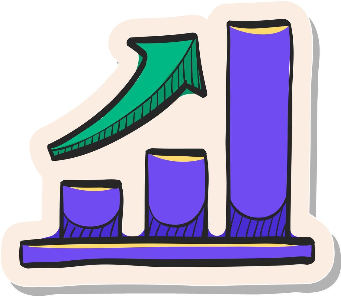 Hand gezeichnet Bar Diagramm Symbol im Aufkleber Stil Vektor Illustration