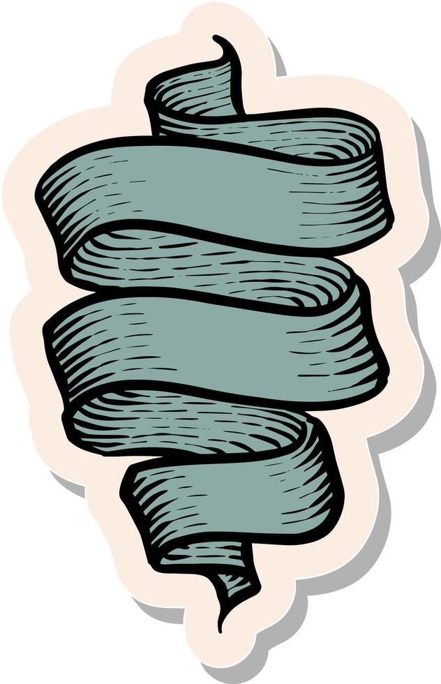 hand dragen klistermärke stil band banderoller årgång element vektor illustration
