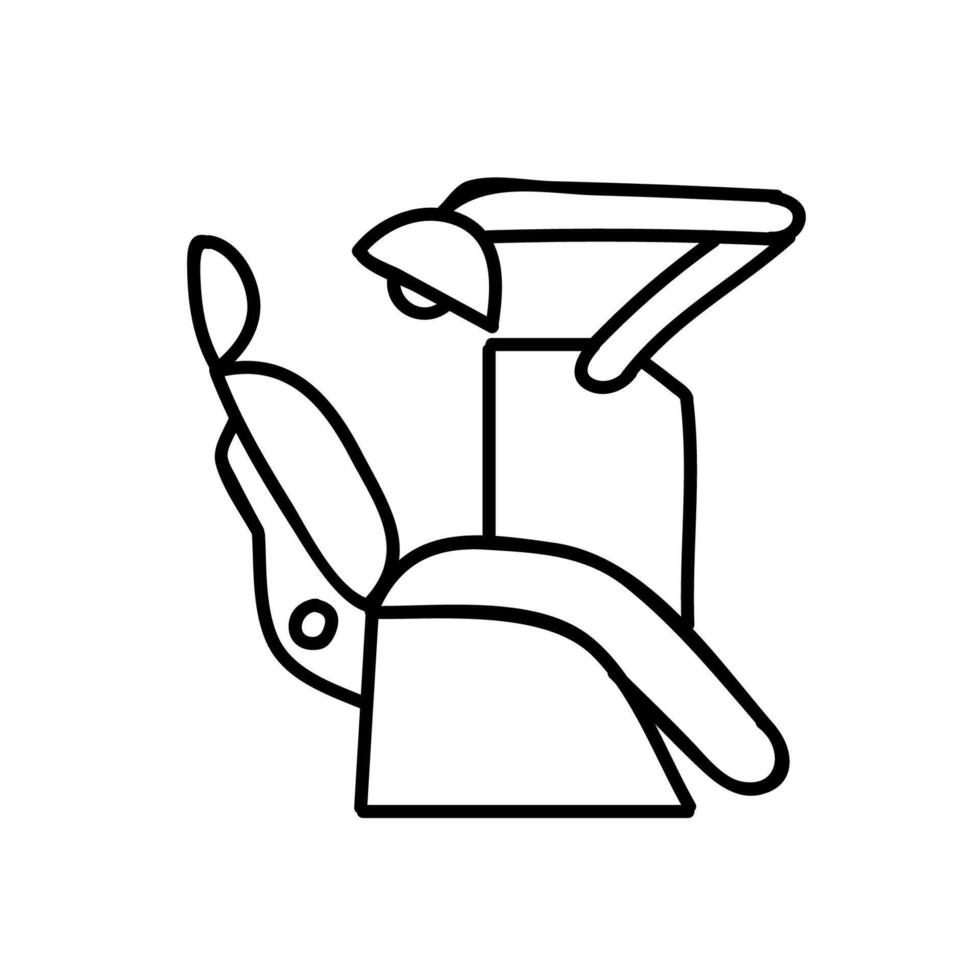 tandläkare arbete stol ikon. hand dragen vektor illustration. redigerbar linje stroke.