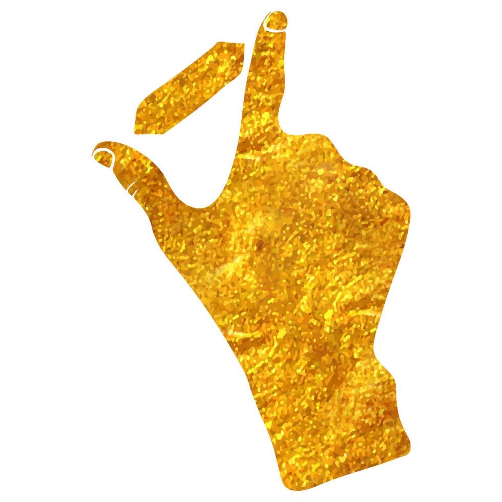 Hand gezeichnet Touchpad Finger Geste Symbol im Gold vereiteln Textur Vektor Illustration