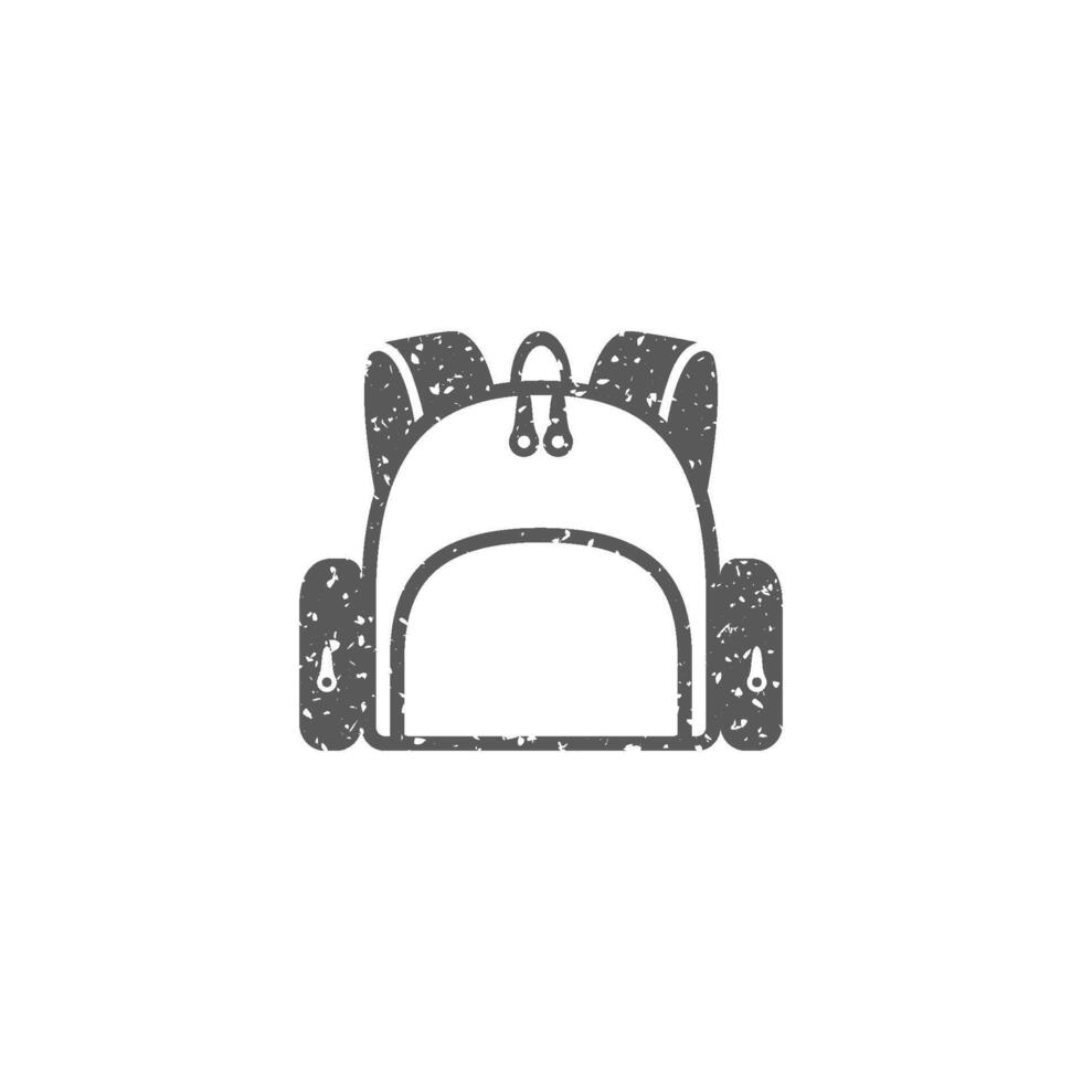 skola väska ikon i grunge textur vektor illustration