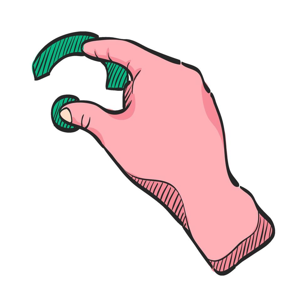 finger gest ikon i hand dragen Färg vektor illustration