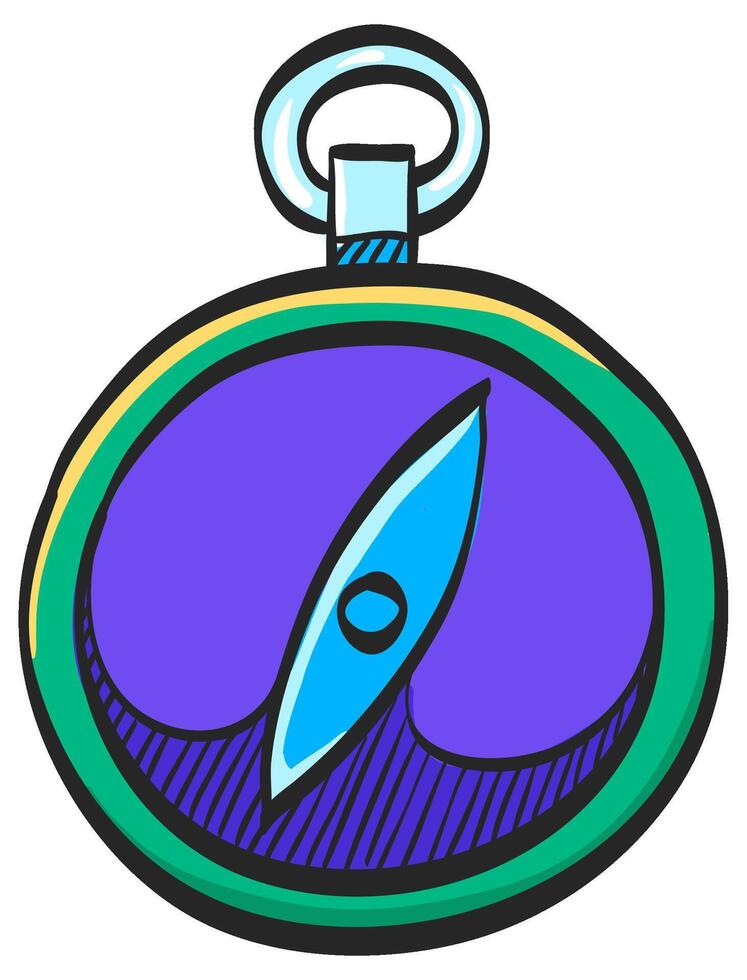 kompass ikon i hand dragen Färg vektor illustration