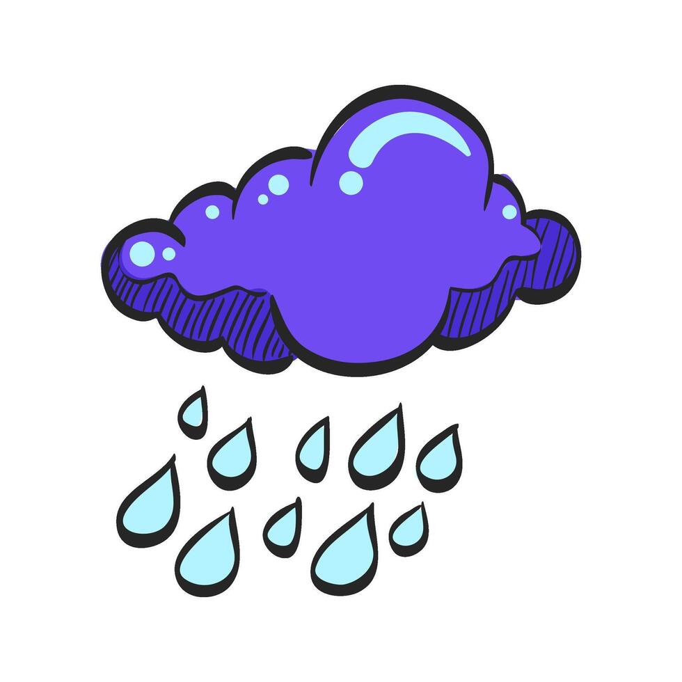 regn moln ikon i hand dragen Färg vektor illustration