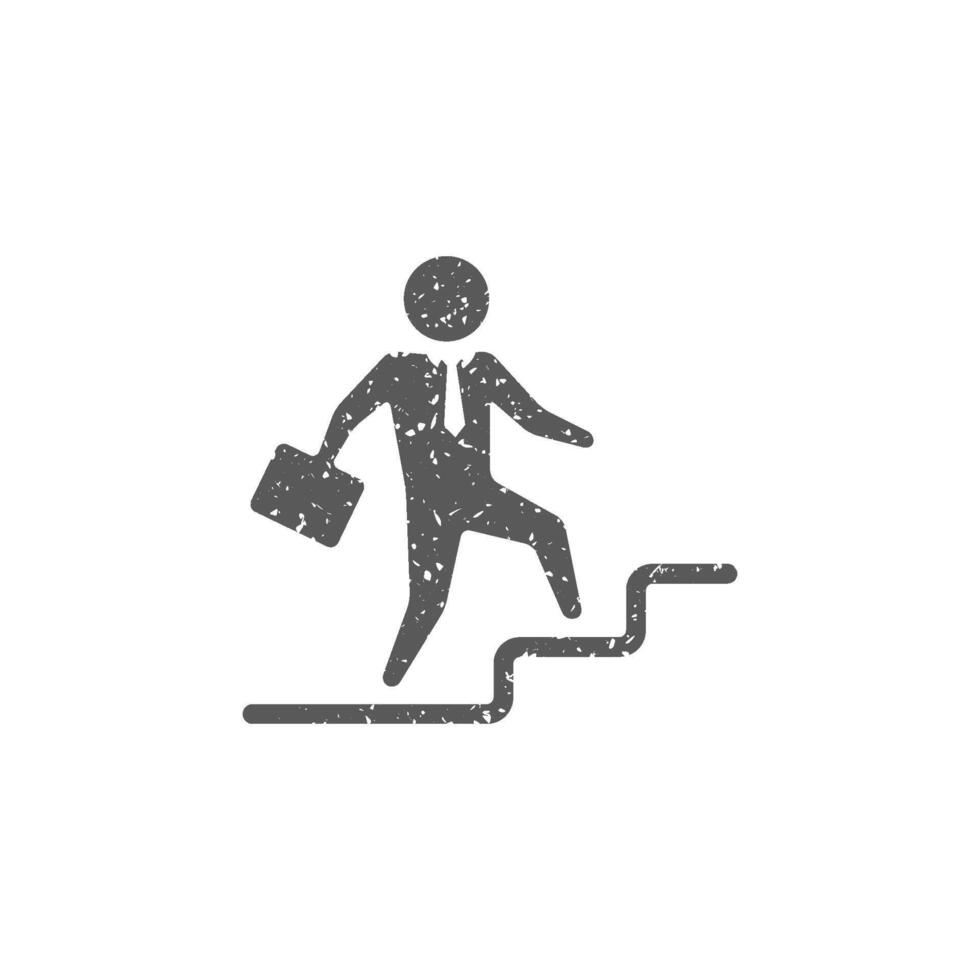 Geschäftsmann Treppe Symbol im Grunge Textur Vektor Illustration