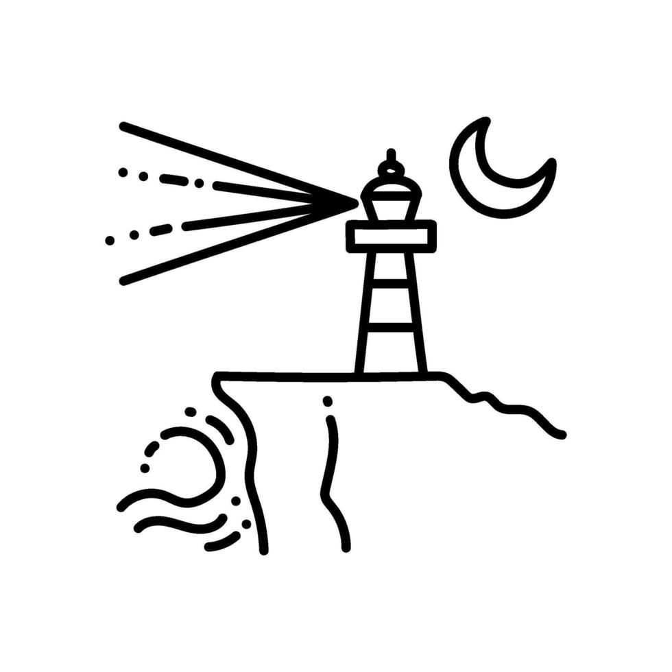 Leuchtturm Symbol. Hand gezeichnet Vektor Illustration. editierbar Linie Schlaganfall.