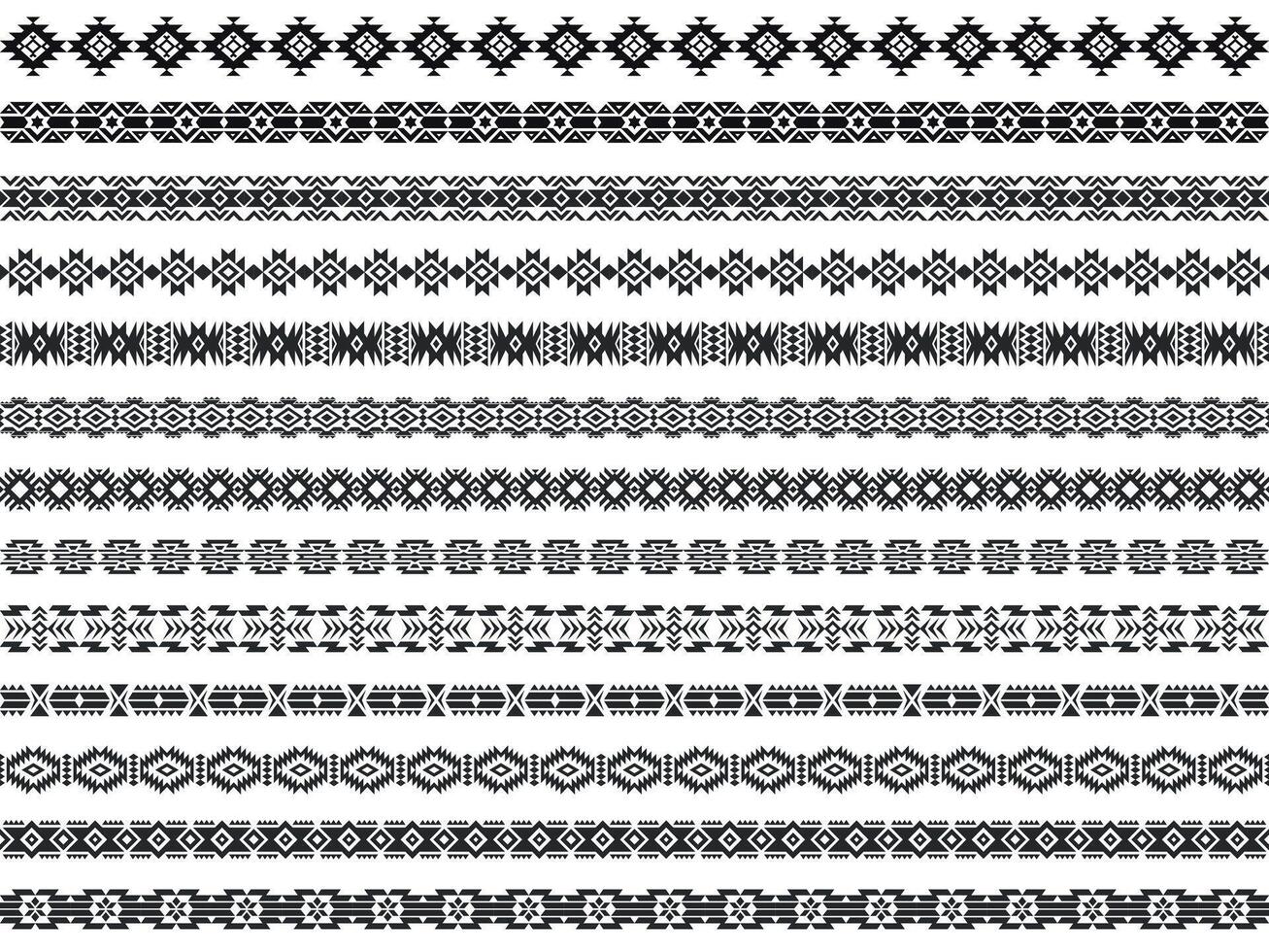 aztec gräns. geometrisk traditionell mexikansk dekorativ element, etnisk inföding indisk ram mönster boho stil. vektor isolerat samling