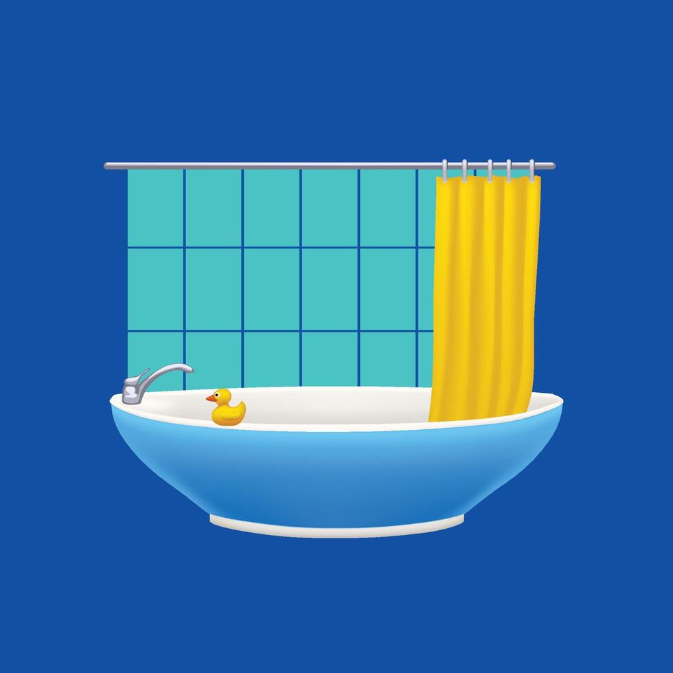 Badewanne auf Blau Hintergrund vektor