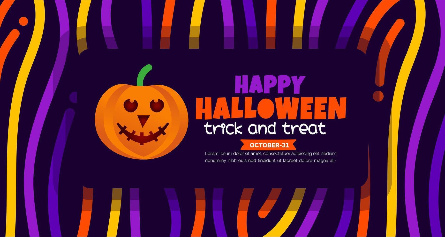 31 Oktober glücklich Halloween Hintergrund Design mit Kürbisse. verwenden zu Hintergrund, Banner, Plakat, Party Einladung Karte, Buch Startseite und Poster Design Vorlage mit Text Inschrift und Standard Farbe. vektor