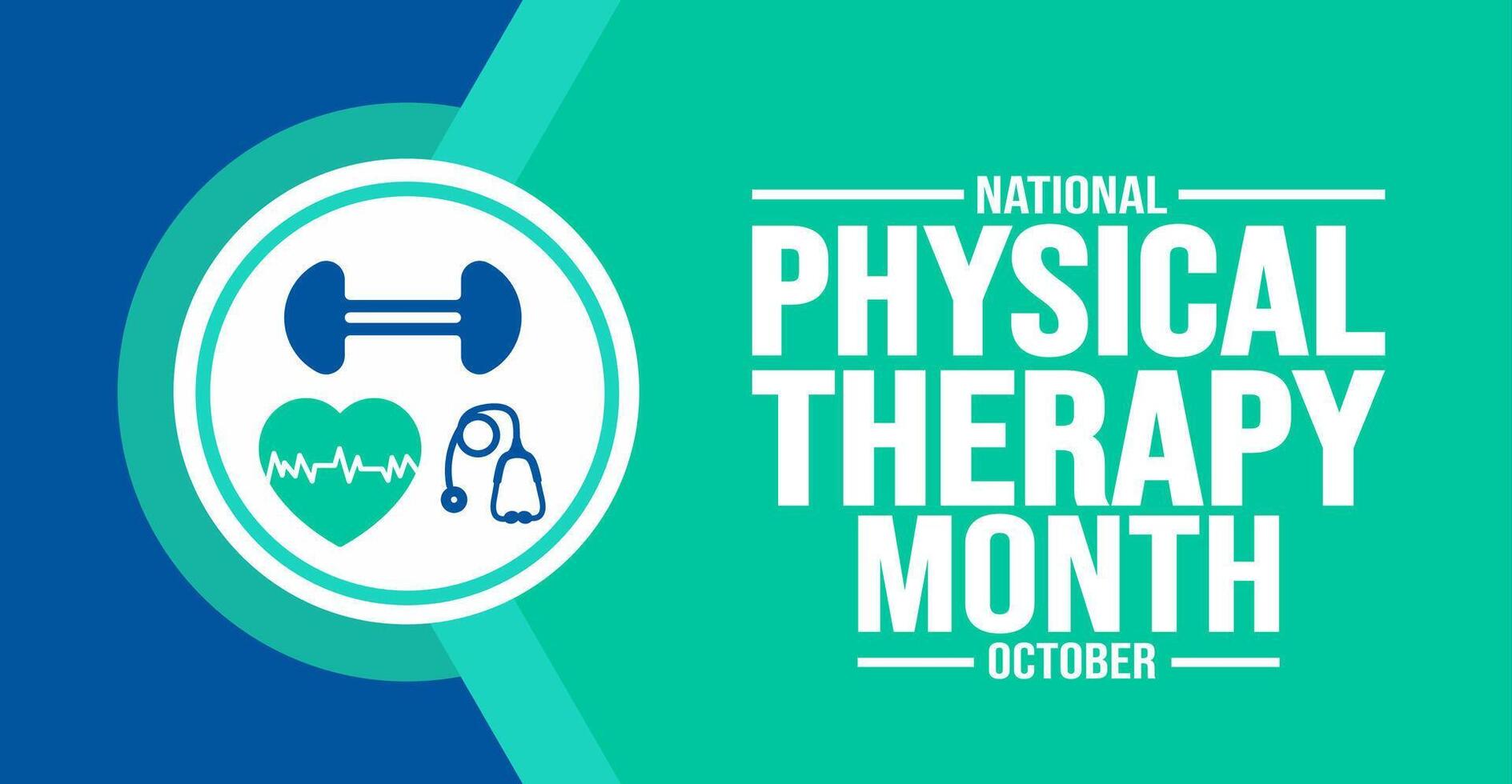 Oktober ist National physisch Therapie Monat Hintergrund Vorlage. Urlaub Konzept. Hintergrund, Banner, Plakat, Karte, und Poster Design Vorlage mit Text Inschrift und Standard Farbe. Vektor