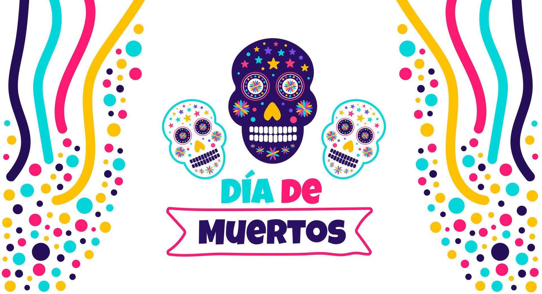 Tag von das tot, dia de los Muertos, dia de Muertos bunt Mexikaner Schädel Kunst Hintergrund Design Vorlage. traditionell Mexikaner Urlaub Poster, Party Flyer, Gruß Karte, Banner und Hintergrund. vektor