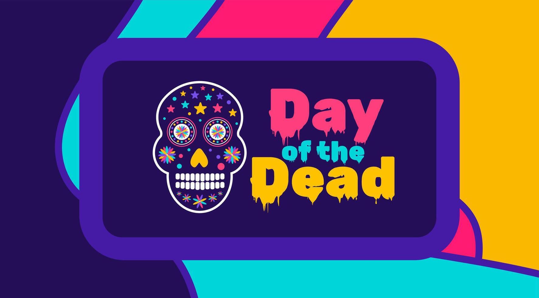 Tag von das tot, dia de los Muertos, dia de Muertos bunt Mexikaner Schädel Kunst Hintergrund Design Vorlage. traditionell Mexikaner Urlaub Poster, Party Flyer, Gruß Karte, Banner und Hintergrund. vektor